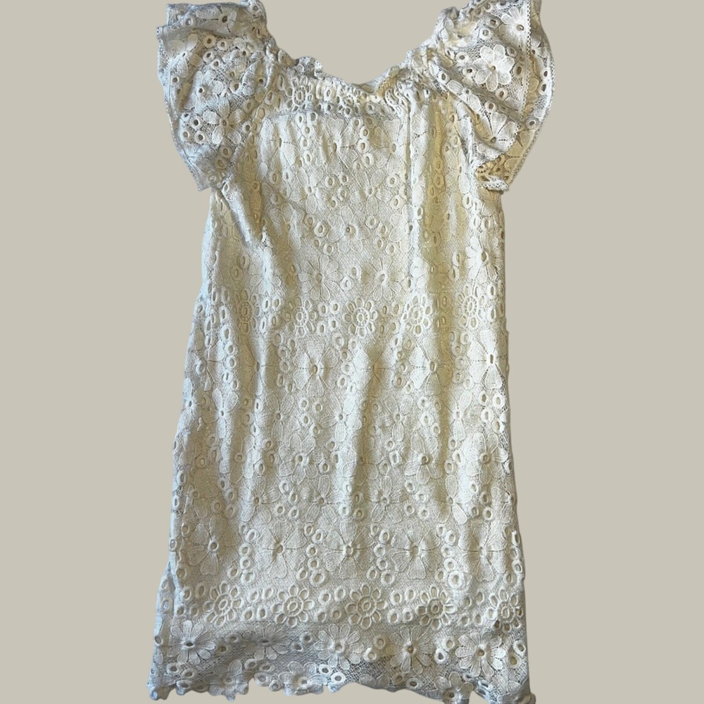 Velvet by Graham & Spencer Cream Lace Off The Shoulder Tunic Dress Size M
